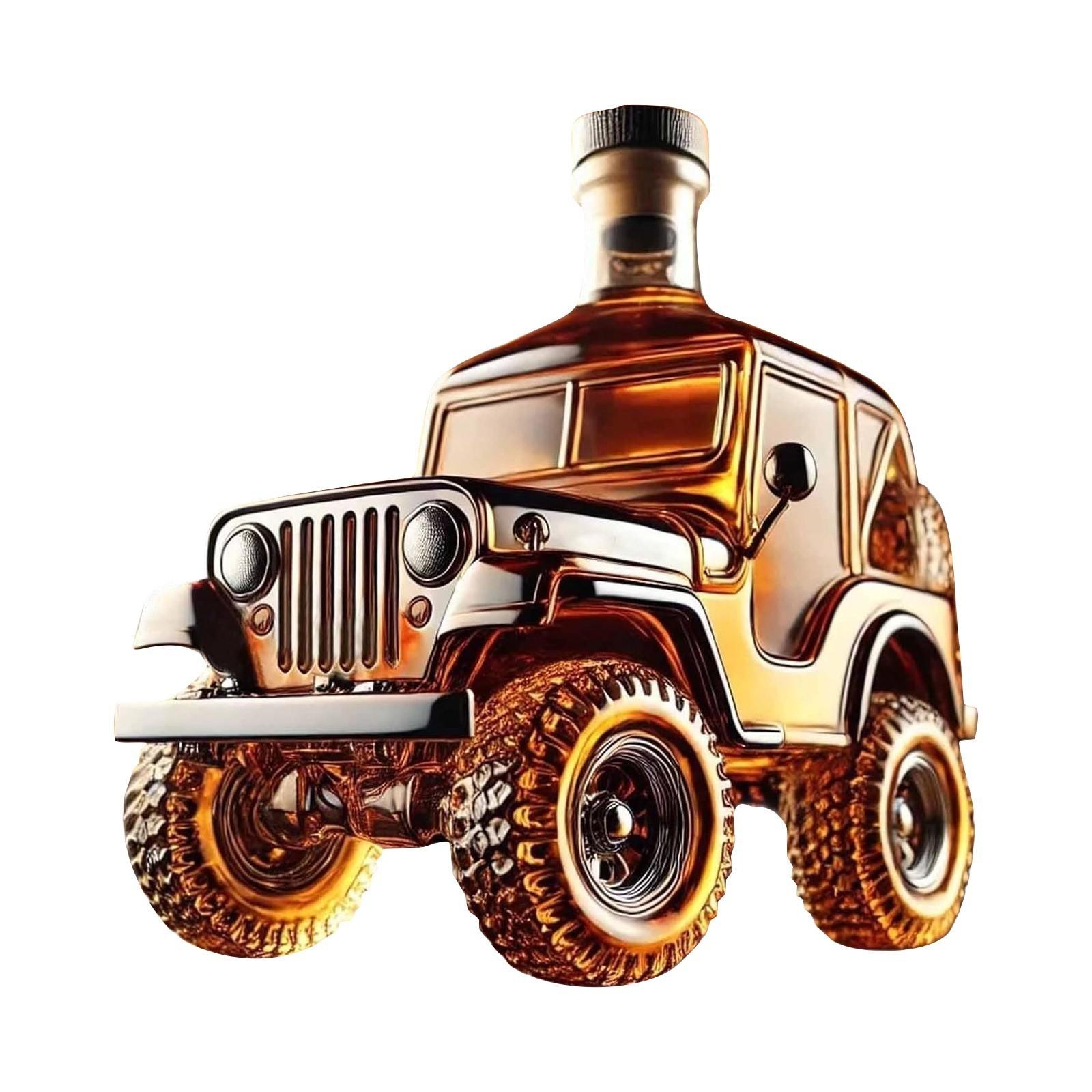 Neues Modell Auto Whiskey Dekanter, Auto Glas Weinflasche für Papa, Ehemann, Lustiger Auto Whiskeys Dekanter Heimbar Dekoration Pickup (Oldtimer)350ml One Size