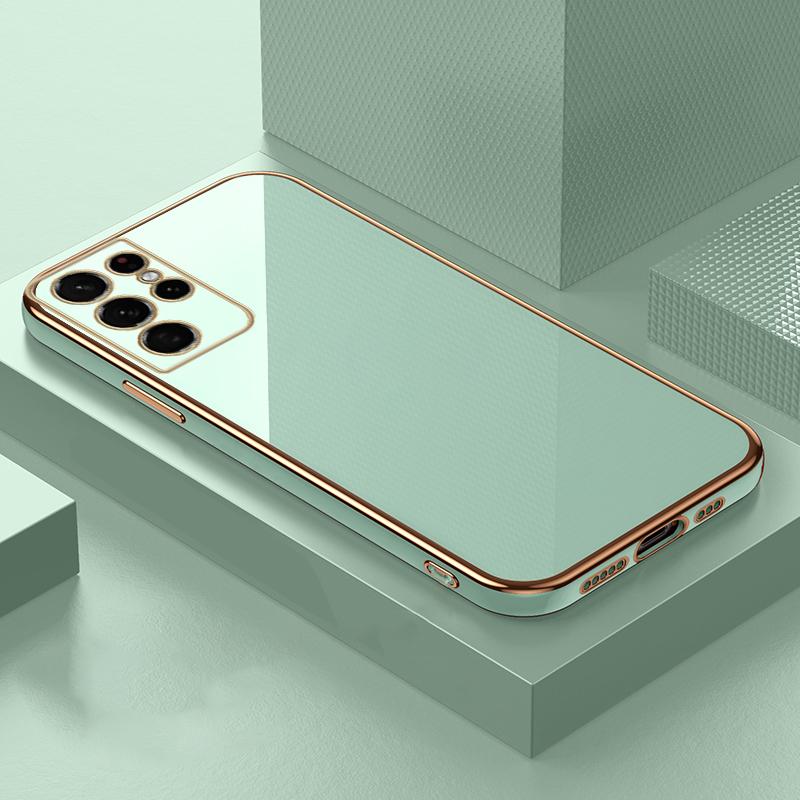 6D-Beschichtung, weiche TPU-Hülle für Samsung Galaxy S24 S23 S22 Ultra S21 S20 FE S10 Note 20 A55 A35 A15 A05 A05S A54 A34 A16 A53 A33, Luxus-Silikonhülle Samsung Galaxy S20 FE minze, grüne