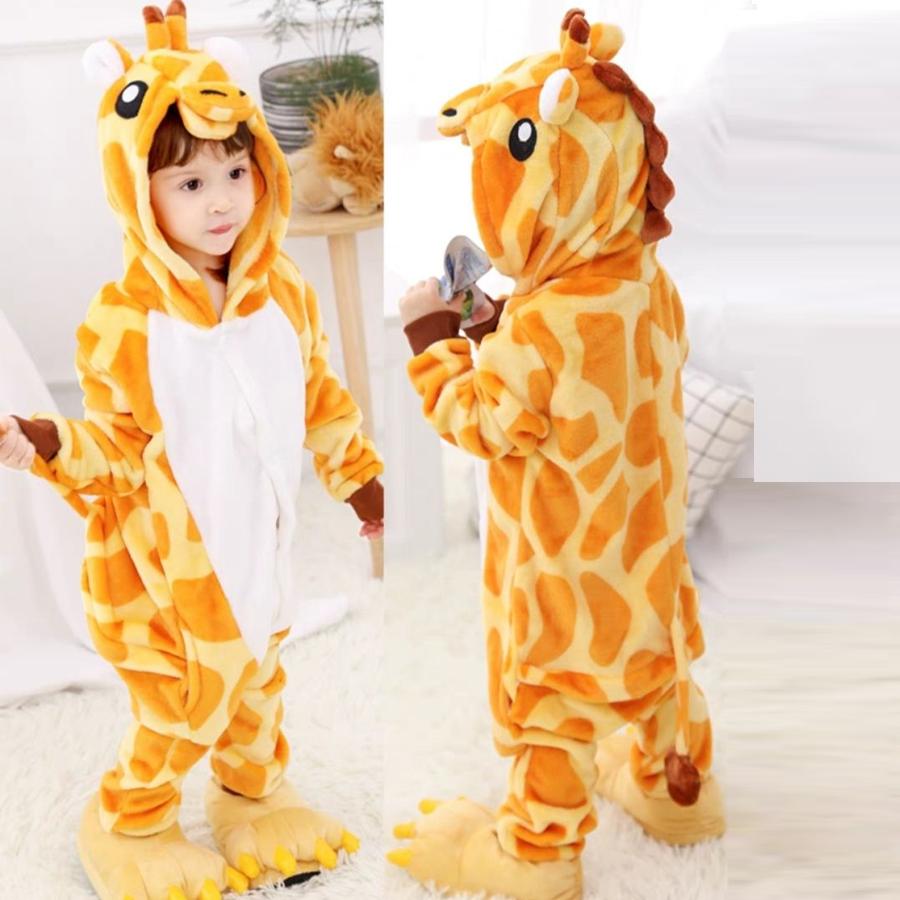Kinder Kigurumi Katze Onesie Pyjama Mädchen Overall Tier Nachtwäsche Overall Kapuze Pyjama Ohne Schuhe 4T orange/weiß