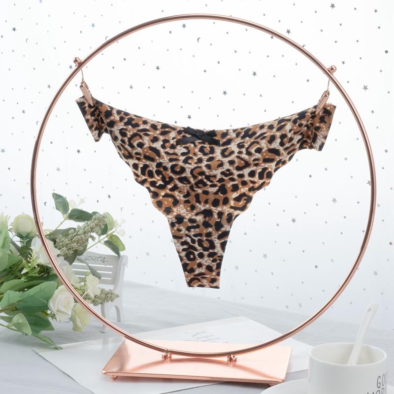 Damen String Tanga aus Eisseide mit niedriger Taille, sexy G-String, Unterwäsche, Damenhöschen, nahtlose Dessous, Bikinihöschen XL Leo-Print