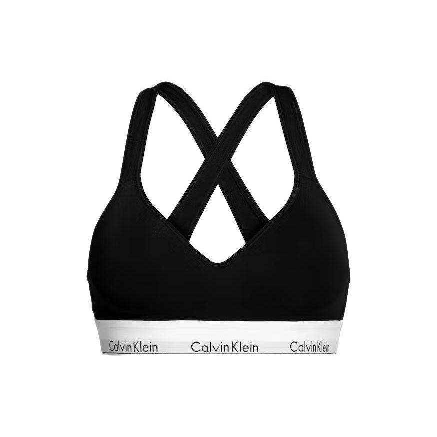 Calvin Klein Color Block Buchstabenprint Ärmelloser BH Damenunterwäsche Schwarz QF1654-001 S