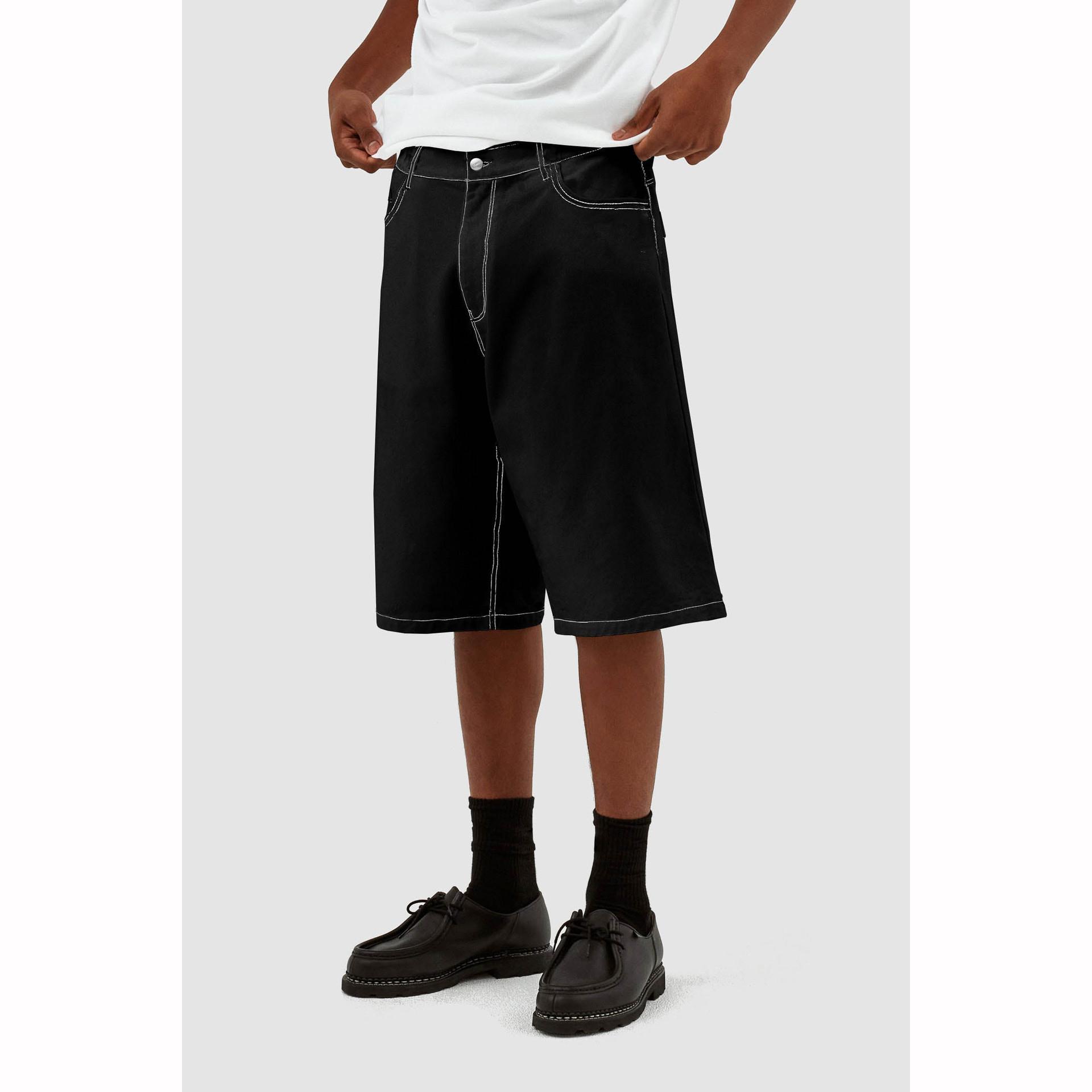 Jeansshorts Herren Lässig Locker Weites Bein Denim Vintage Hip Hop Skateboard Streetwear M black