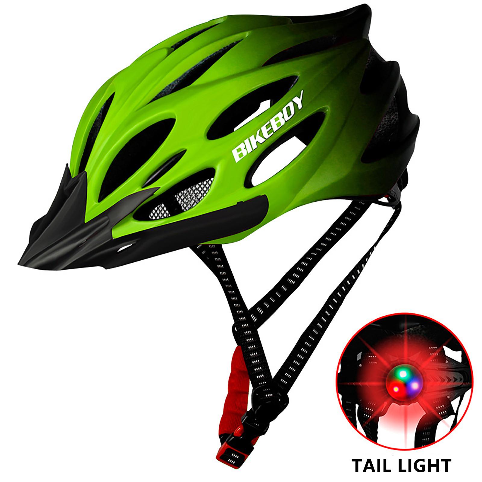 Fahrradhelm, leichter Fahrradhelm für Erwachsene, Fahrradhelm mit Rücklicht grün