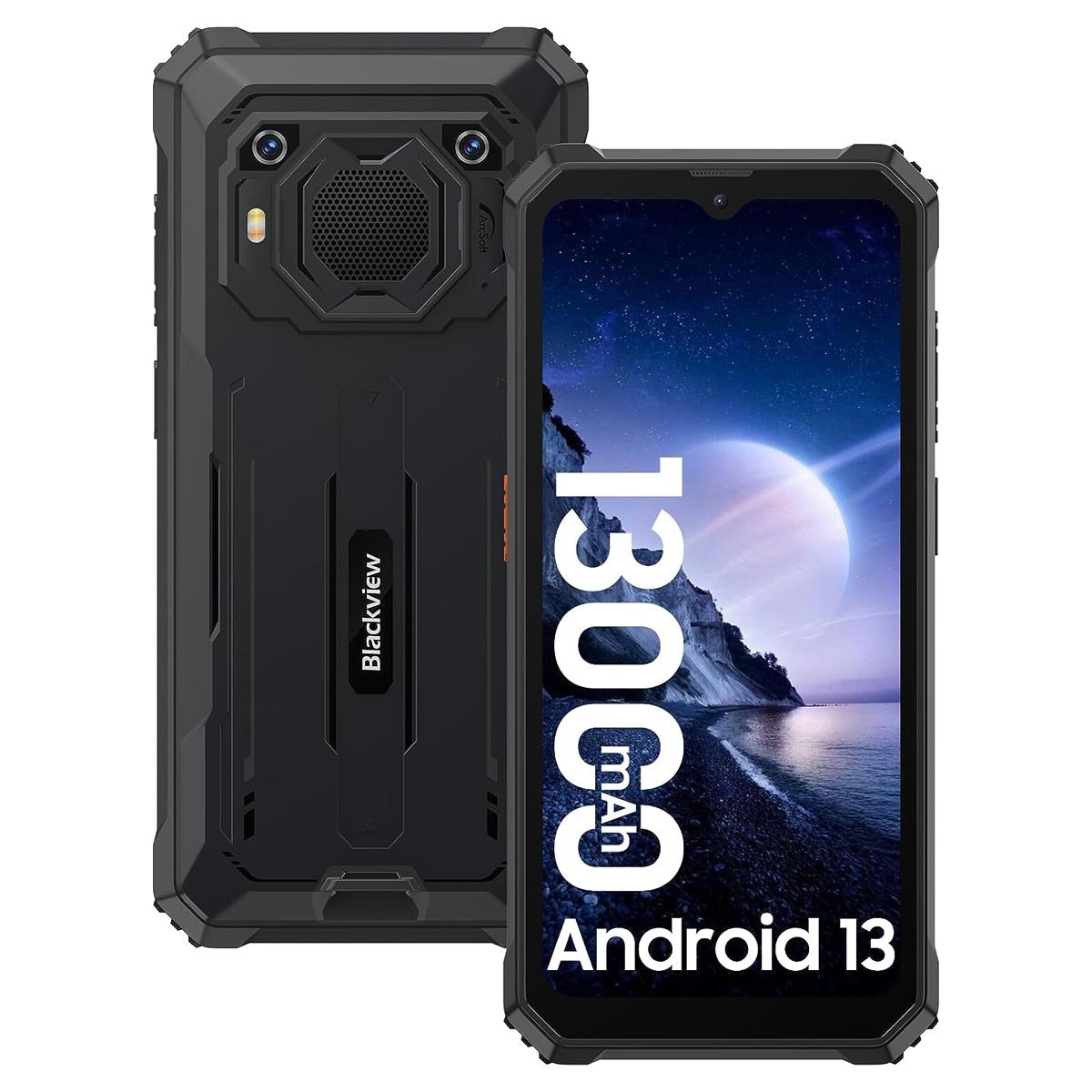 Überholtes robustes Blackview BV6200-Telefon 8 GB 64 GB 13000 mAh Andriod13 Octa-Core-Mobiltelefon 6,56 Zoll wasserdichtes Smartphone only cellphone schwarz