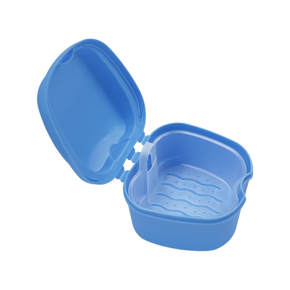 Dental Retainer Box Zahnprothese Bad Box Appliance Falsche Zähne Aufbewahrungskoffer Spülkorb Retainer blau