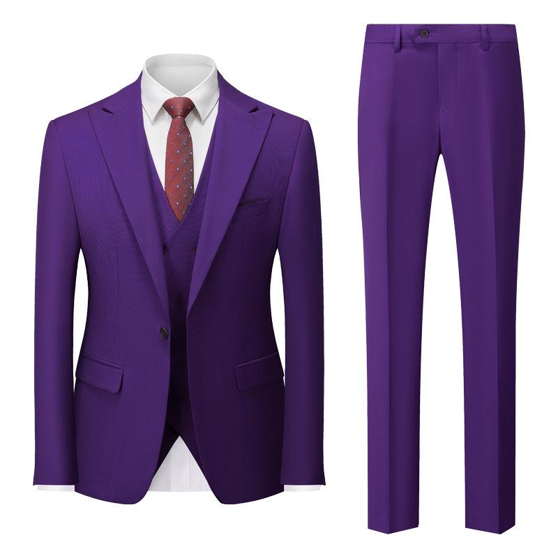 Herren Business Casual Anzug Hochzeit Bräutigam Anzug Herrenanzüge und Blazer M violett