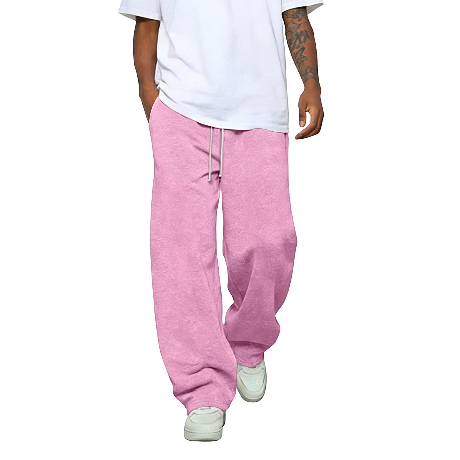 Herren Farbe Locker Weites Bein Jogginghose Herren Freizeit Mode Jogginghose L rosa