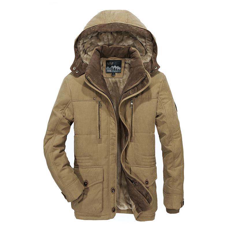 Winter Herren Warm Große Größe Parka Oberbekleidung Pelz Gefüttert Lange Fleece Verdickung Mit Kapuze Casual Mantel XXL