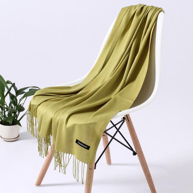 Frauen Feste Schal Kaschmir Gefühl Pashmina Schals Quaste Hijab Kopf Wraps Femme Dünne Frühling Winter Schals Foulard Bufanda 200x70cm