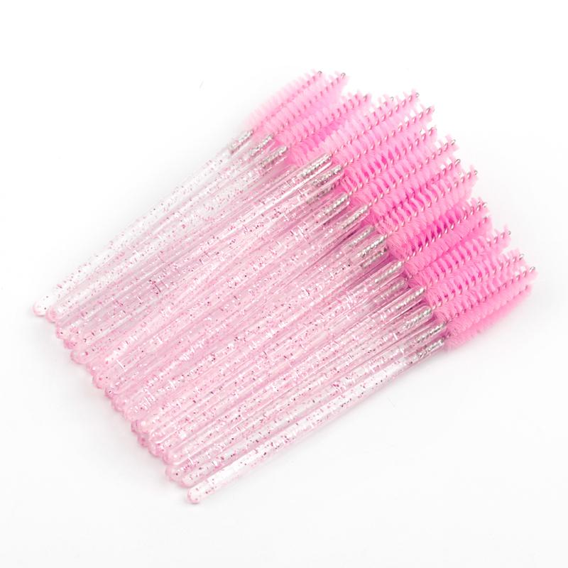 50 PCS Einweg Kristall Wimpern Pinsel Mascara Wands Applikator Diamant Wimpern Pinsel Falsche Wimpern Verlängerung Make-Up-Tools 50 PCS rosa
