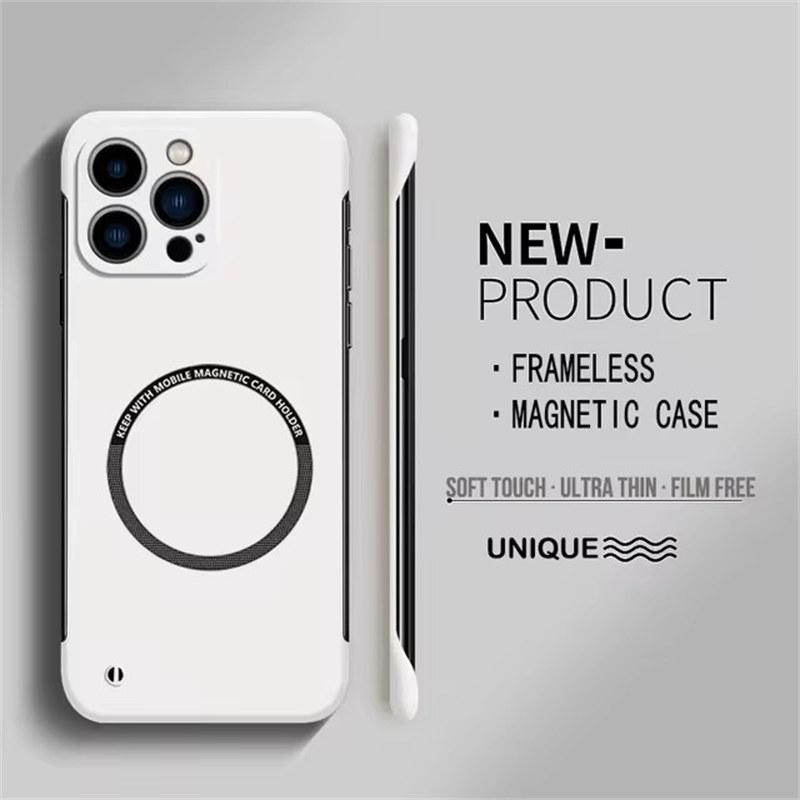 Ultradünne, harte, magnetische, rahmenlose Telefonhülle aus PC für Magsafe iPhone 15 14 Pro Max 13 12 11 Pro Max, matte, einfarbige Hülle iPhone 11 Pro Max weiß
