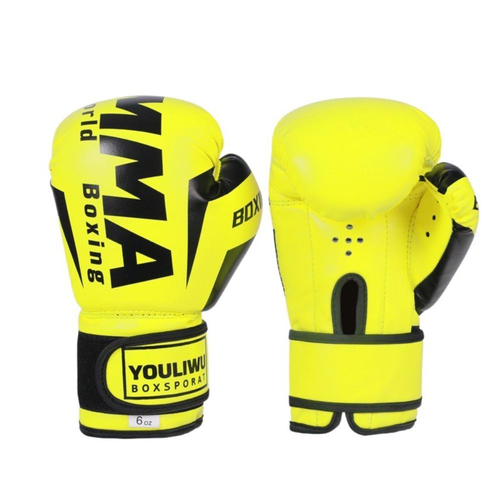 PU-Leder Boxhandschuhe Atmungsaktiv Schlagtraining Handschuhe Kickboxhandschuhe Sparring kids 6OZ fluoreszierende grün