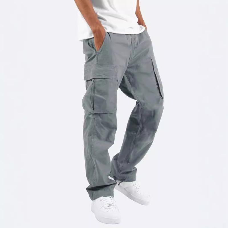 Herren Freizeithose Kordelzug Mehrfach-Taschen Hose Herren Cargo Hose XXXXL grau