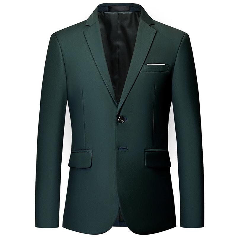 Business-Anzug, Hochzeitskleid, einfarbig, Zwei-Knopf-Anzug, Herren-Blazer 4XL grün