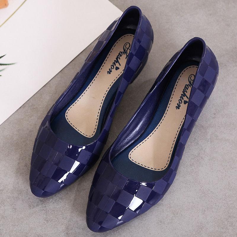 Mode Wasserdichte Schuhe Regen Schuhe Weibliche Sommer Gelee Schuhe Gelee Set Schuhe Flacher Mund Anti-slip Regen Schuhe 39 blau