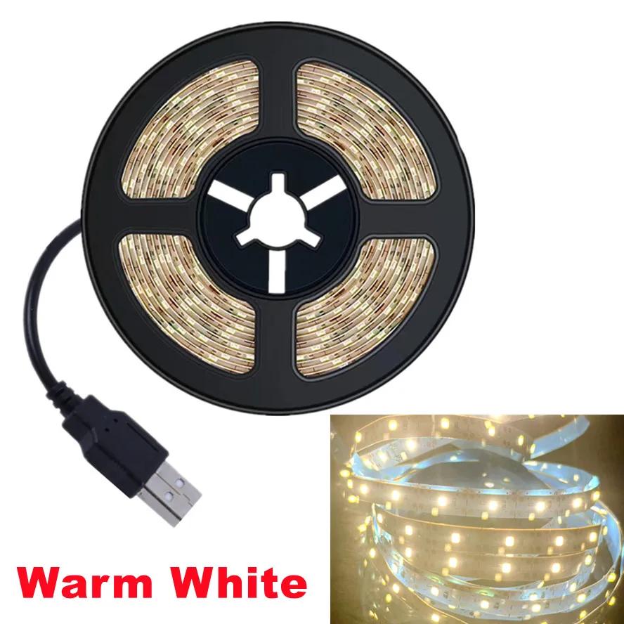 5V USB LED Streifen Licht SMD 2835 50CM 1M 2M 4M 5M Weiß/Warm weiß IP65 Flexible Beleuchtung Band Band Hintergrundbeleuchtung 1M IP65 warm weiße