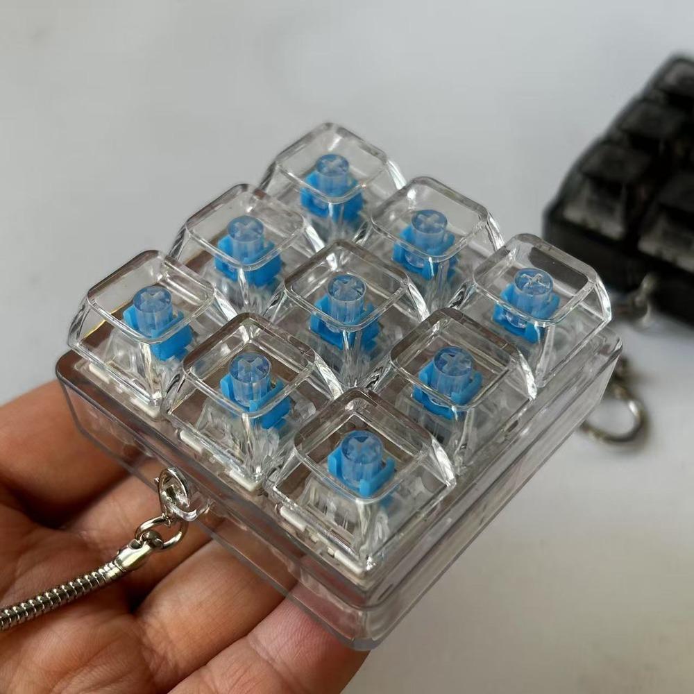 Schlüsselknopf Fidget Schlüsselanhänger 3/4/9 Schlüssel Clicker Spielzeug Entspannendes Dekompressionsspielzeug für Erwachsene 9 Key-White-no light