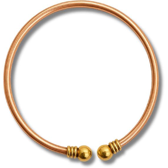 100% reines Kupfer-Fußkettchen für Damen und Herren – Roh, Massiv, Unbeschichtet, Verstellbar, Handgefertigter Wellness-Schmuck für Natürliche Heilung und den Alltag 5MM_BallEnd beige