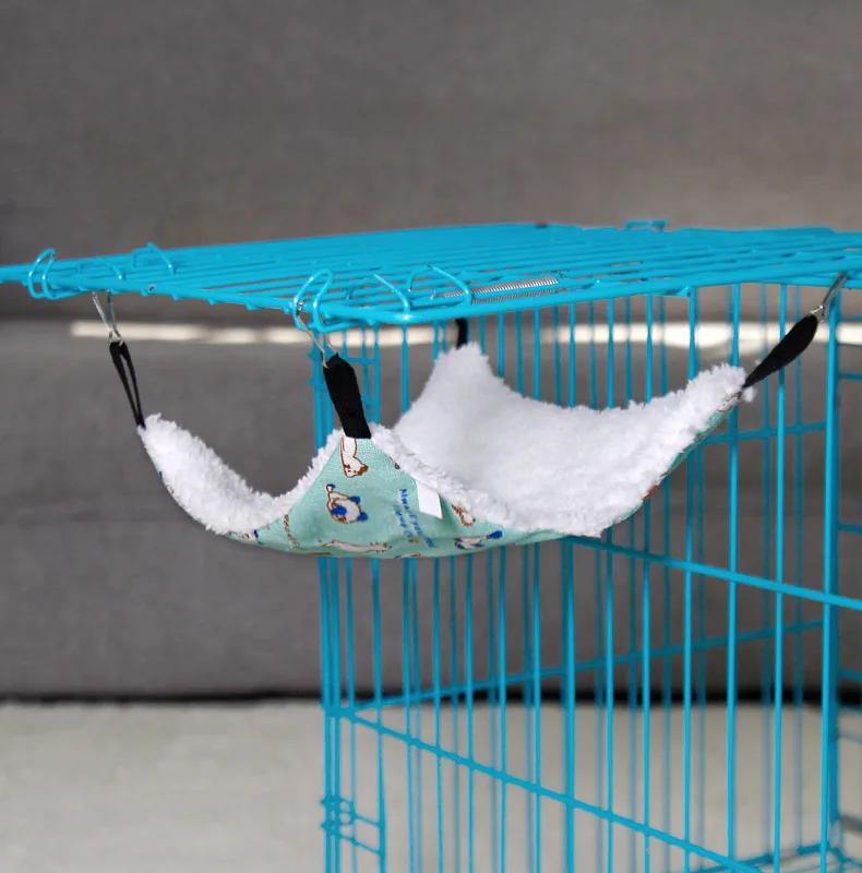 Hängematte für Haustiere, Baumwolle, für Hamster, Mäuse, zum Aufhängen, für kleine Haustiere, Hamster, Kaninchen, doppellagig, warme Schlafnester, Hängemattenzubehör M blue