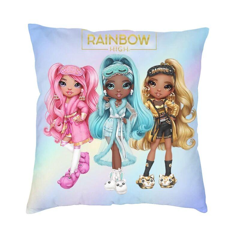 Rainbow High Violet Kissenbezug, 40 x 40 cm, Anime-Cartoon-TV, weicher Samt, luxuriöser Kissenbezug für Auto, Sofa, Büro, Hotel, Kissenbezüge 40x40cm 16x16in