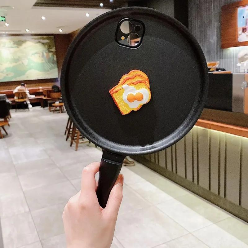 3D Spiegeleier Handyhülle für iPhone 16 15 14 13 12 11 Por Max X XR Xs Max 7 8 Plus Bratpfanne Handyhülle für Samsung S24 S23 Ultra S22 Plus iphone 13 rot