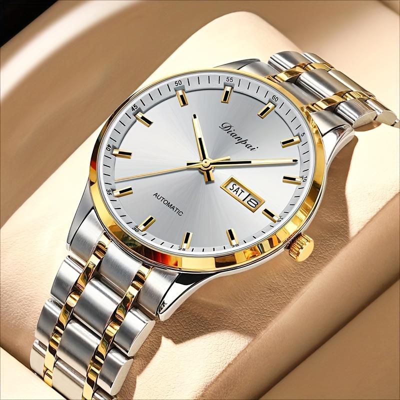 Mechanische Uhren Herrenuhren Automatik Stahl Wasserdicht Leuchtend Herrenuhren Ultradünne Business-Gezeitentabelle. silber/gold