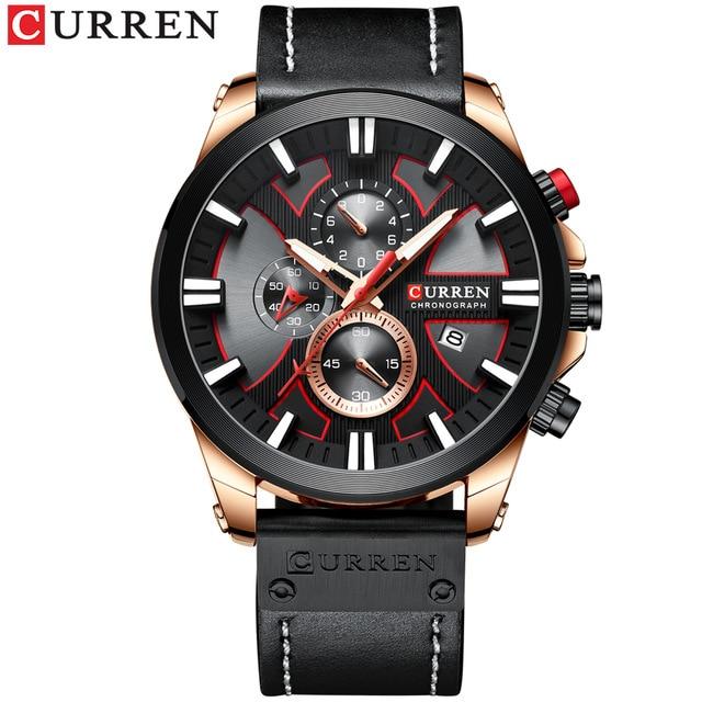 CURREN Mode Chronograph Uhr Männer Leder Uhr Casual Sport Uhren für Männer Quarz Armbanduhr M8346 schwarz