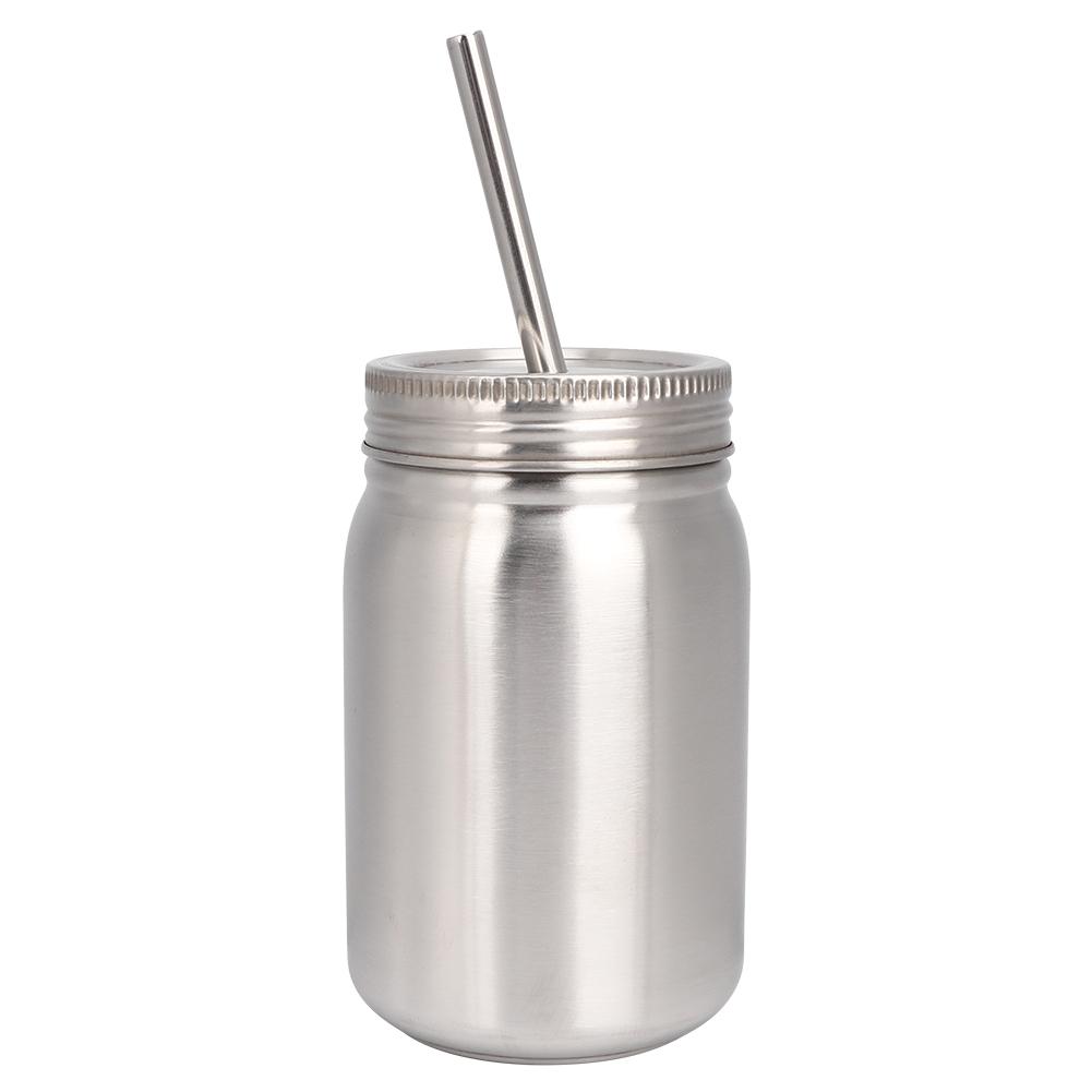 Haushalt 700ml Edelstahlbecher Outdoor Wasserflasche Thermobecher mit Deckel Strohhalm