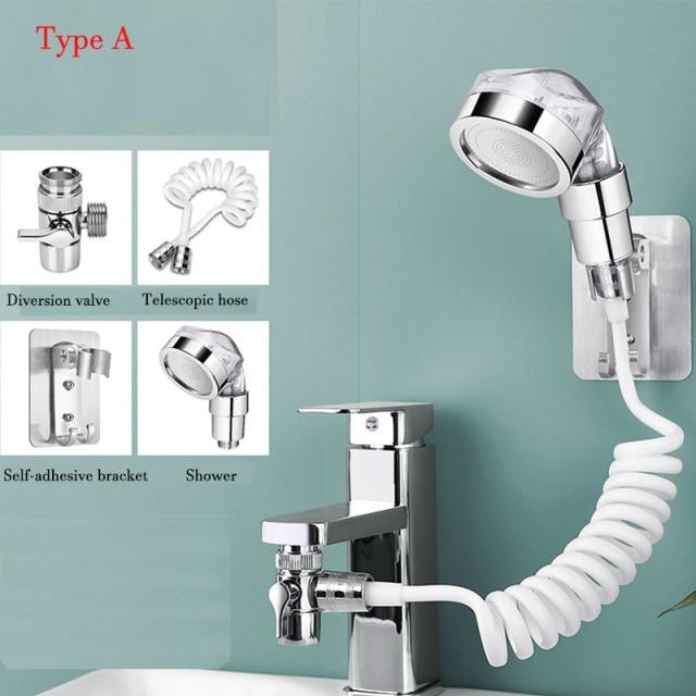 Bad Waschbecken Wasserhahn Extender Einstellbare Waschbecken Externe Dusche Haar Waschen Wasserhahn Rinser Verlängerung Wasser Teiler Sprayer white