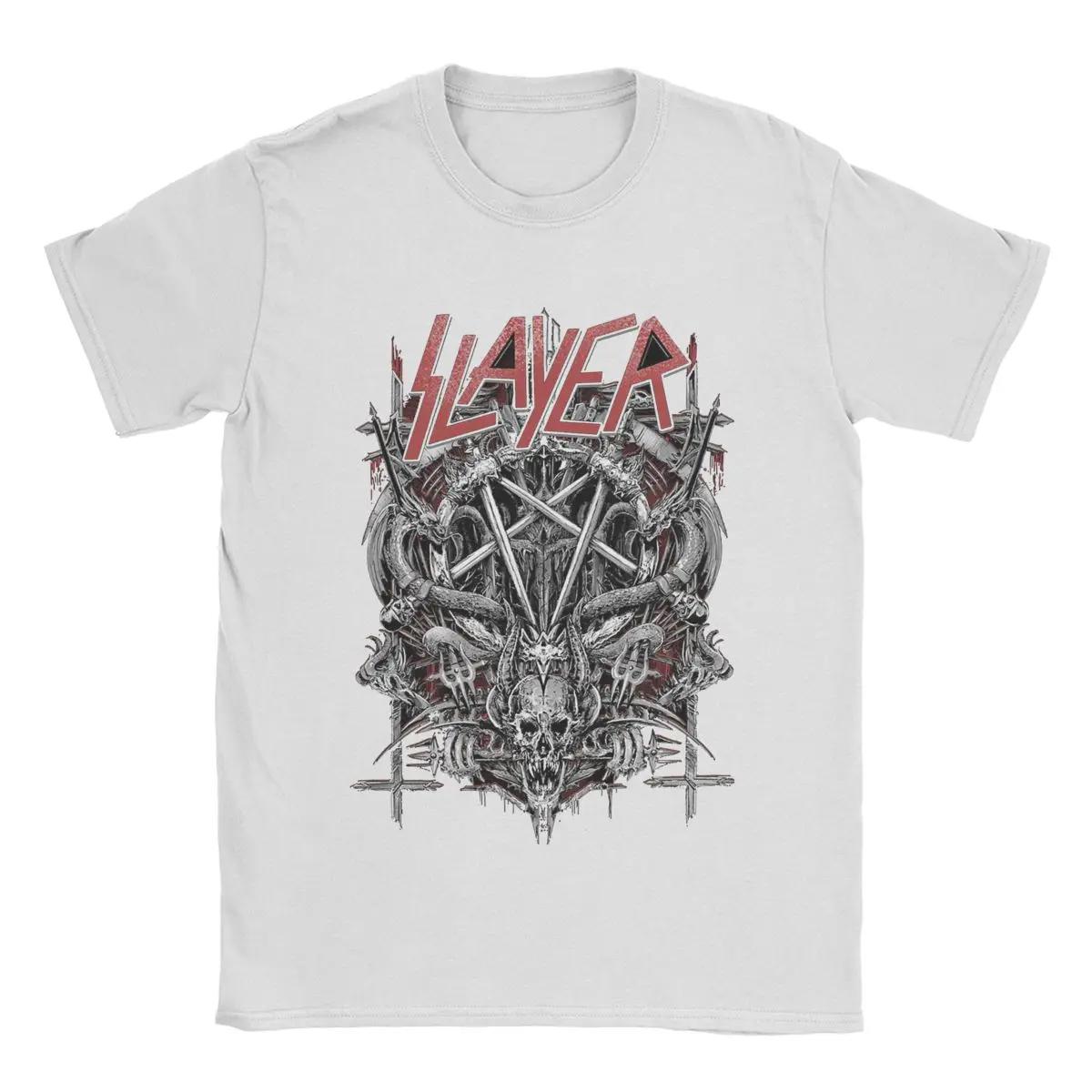 Vintage 1980er-Jahre-Metal-Band Slayer Trash Metal T-Shirt Herren Rundhalsausschnitt Baumwoll-T-Shirt Kurzarm-T-Shirts Übergrößen XL weiß