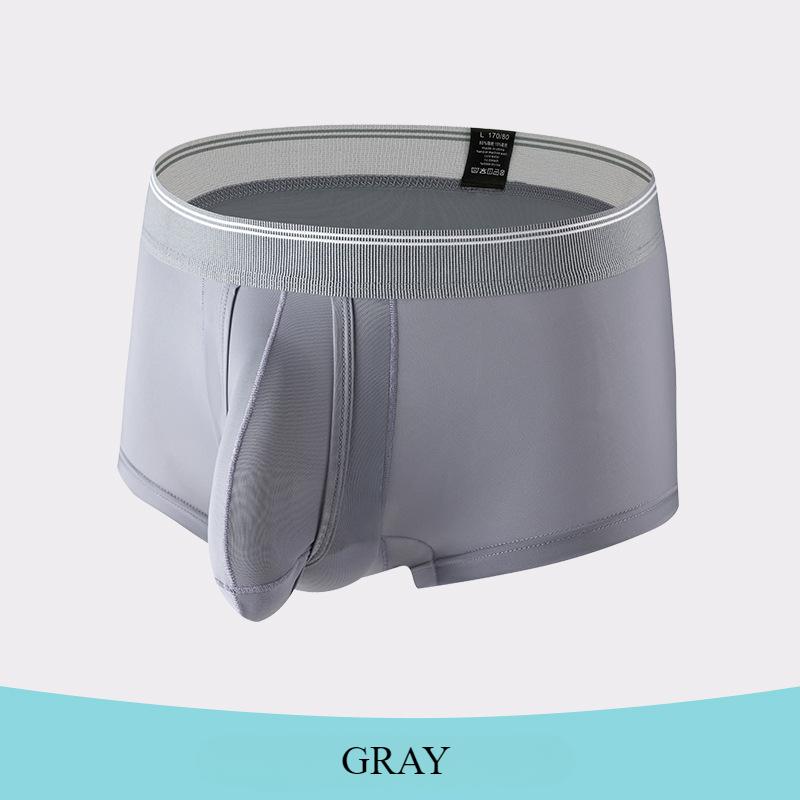 Neue Herrenunterwäsche aus Eisseide, coole Übergrößen-Boxershorts mit mittlerer Taille, atmungsaktive Unterhose, Unterhose für Männer XL graue