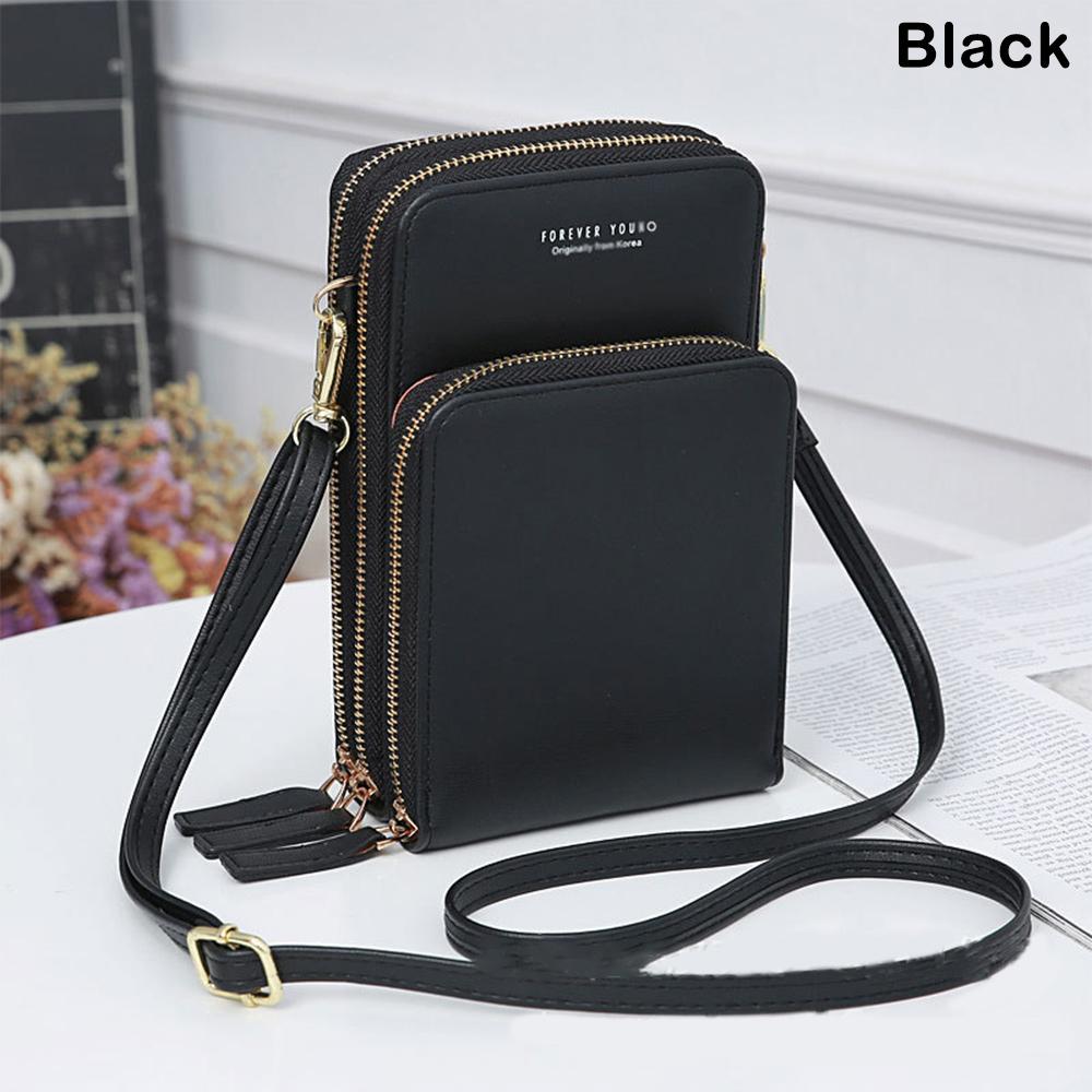 Handy-Geldbörse, kleine Umhängetasche, Handytasche, modisch, für den täglichen Gebrauch, Kartenhalter, Mini-Umhängetasche für Damen schwarz