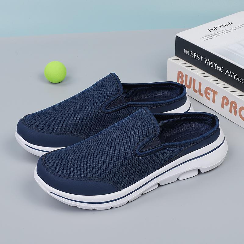 Herren-Hausschuhe, Netz, atmungsaktives EVA, ultraleicht, bequeme Hausschuhe, Damen-Hausschuhe in großen Größen 40 dunkelblaue