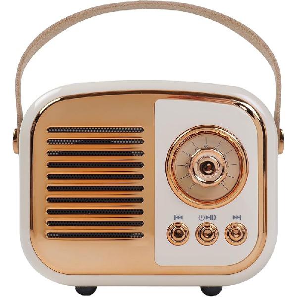 Retro-Bluetooth-Lautsprecher, kabelloser Vintage-Lautsprecher, tragbares Mini-Radio im altmodischen Stil, unterstützt TWS-Kopplung für iPhone und Android-Geräte beige