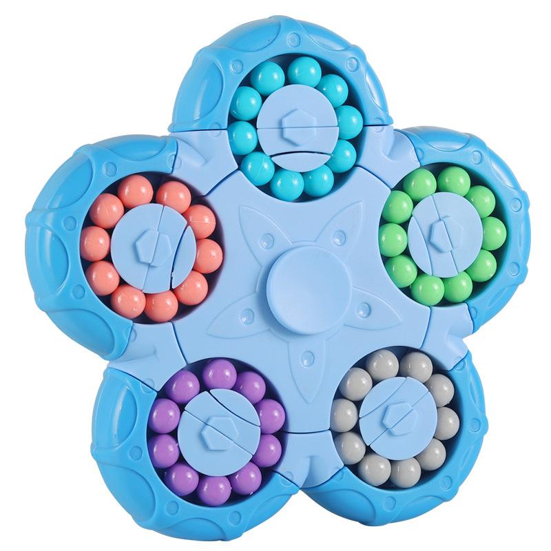 Magic Bean Puzzle-Spielzeug, rotierender Magic Bean Fidget Cube 2-in-1, Geschenk für Kinder, Jungen und Mädchen ab 3 Jahren, 5–7, 8–12 Jahren, Denksportaufgabe, Fidget-Spielzeug für Teenager und Erwachsene 14*14*3cm blau