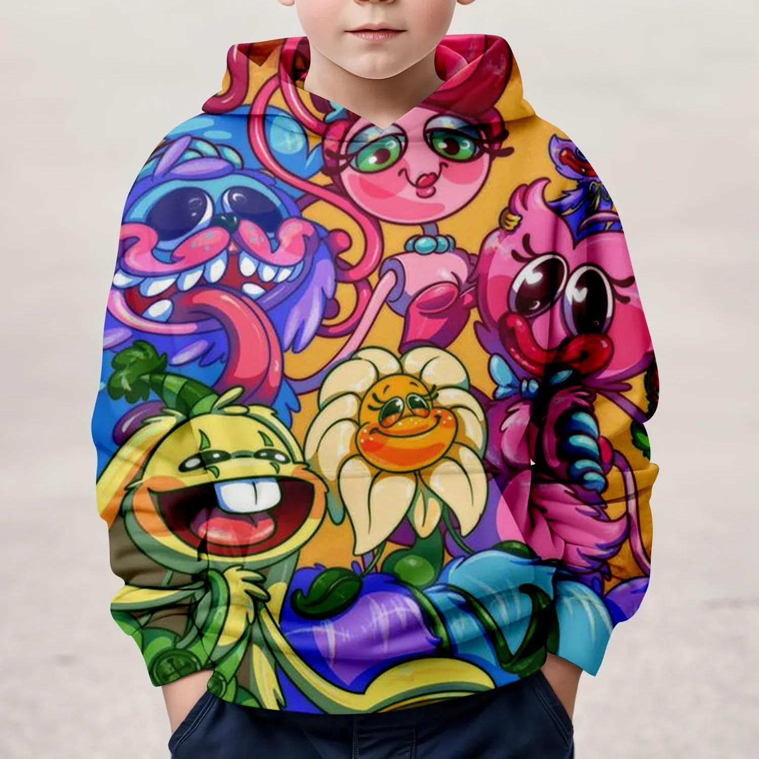 3D-gedruckte Poppy's Play Time Hoodies Kinder Boutique Kleidung 2024 Frühling Freizeit Hoodie Kinderkleidung Herbst Baby Sweatshi 140CM pink
