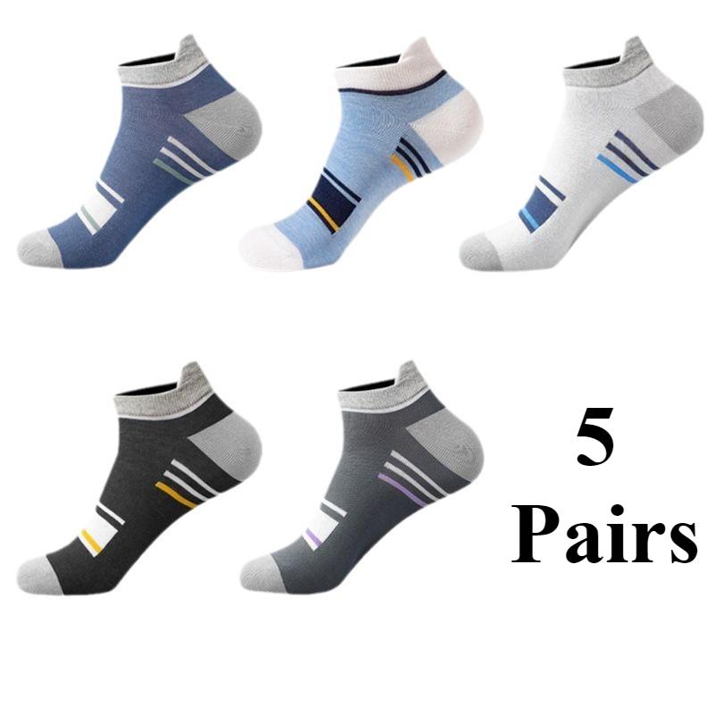 5 Paare/los Neue Männer der Sommer Dünne Knöchel Socken Nicht-slip Short Sport Socken Unsichtbare Socken Großhandel 5 Pairs bunt