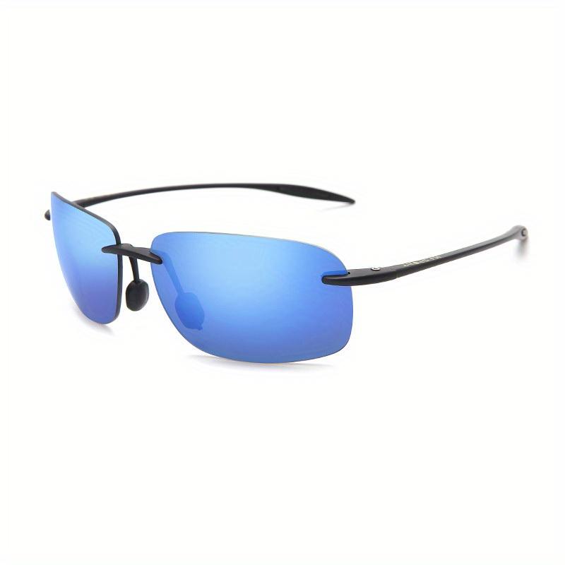 Klassische randlose Sport-Sonnenbrille für Herren und Damen, rechteckig, ultraleichter Rahmen, Sonnenbrille, Schutz beim Fahren im Freien, Sportreiten blau