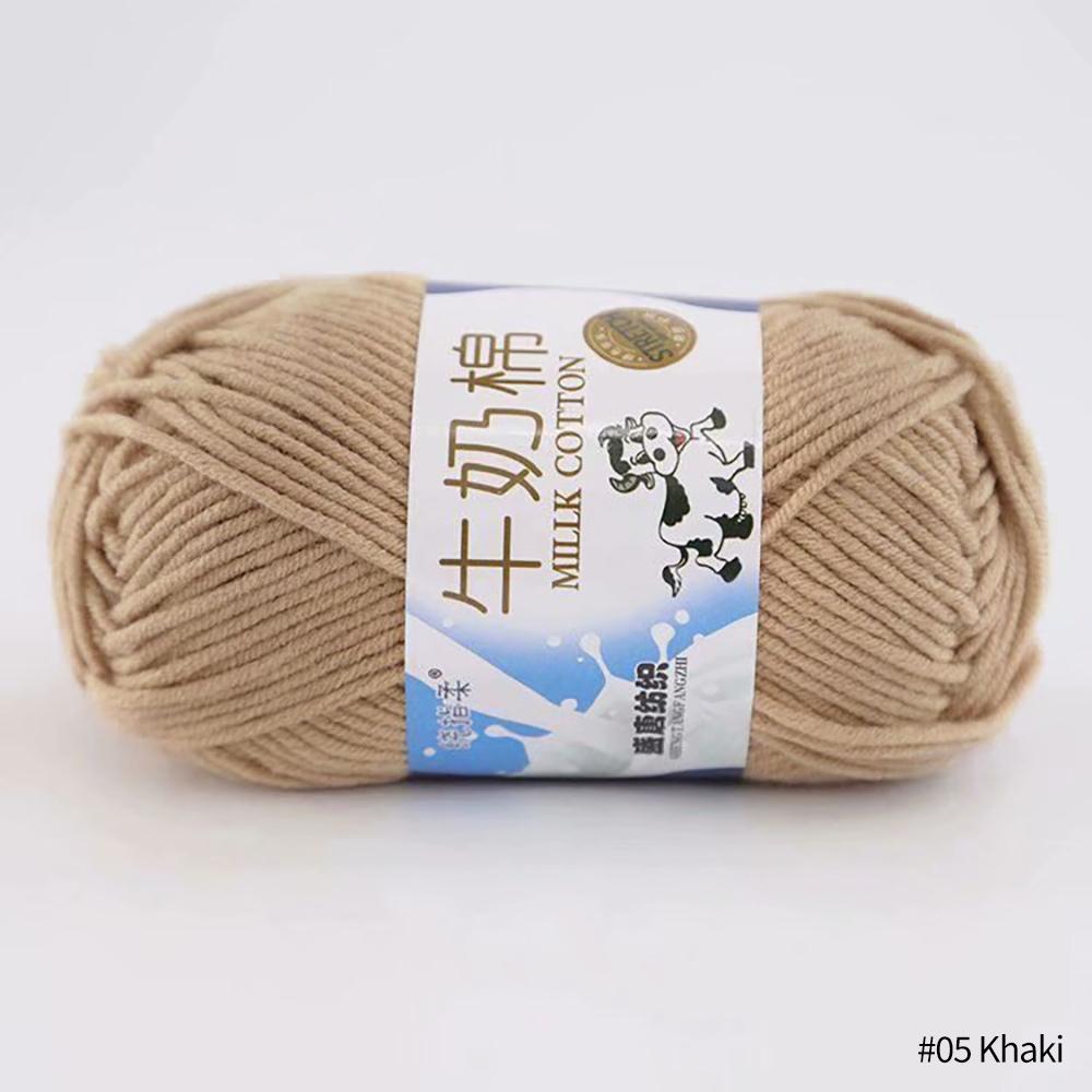 FEIJIEAST 50 g/Rolle Milch-Baumwollgarn, 5-lagig, Handstrickgarn, weich, warm, DIY-Baumwollfäden, Babywolle zum Handstricken, Häkelgarn khaki