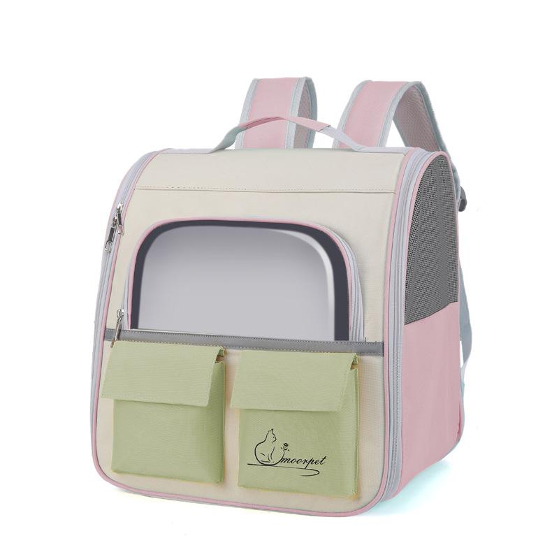 Katzen Tasche Tragbar Große Kapazität Haustier Tasche Für Unterwegs Kontrastfarbe Rucksack Katzen Rucksack Tragbar Atmungsaktiv Katzen Tasche 38*38*28cm