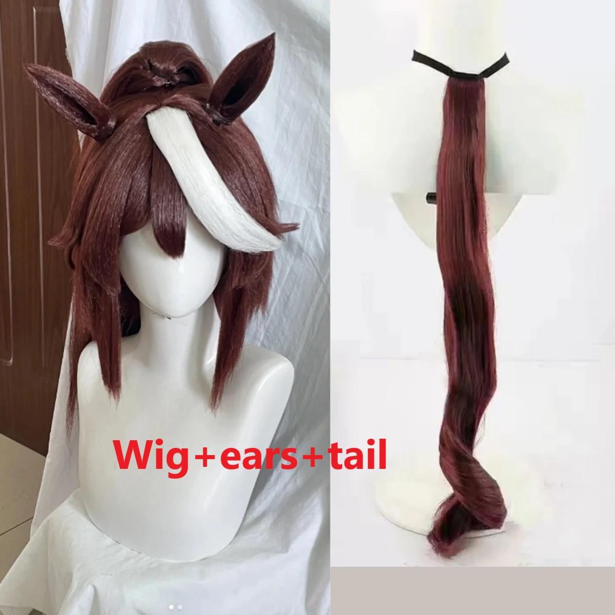 Anime Pretty Derby Uma Musume Cosplay Kostüm Uma Musume Tokai Teio Cosplay Perücke Schwanz Ohr Kleid Damen Halloween Party Outfit XS gray