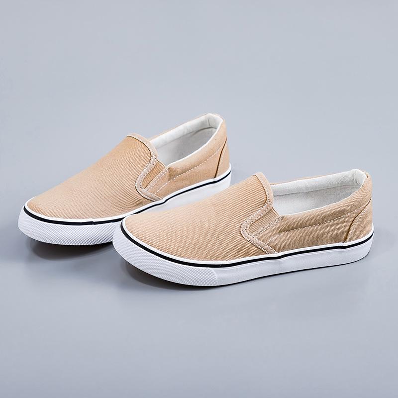 Damen- & Herren-Slip-On-Canvas-Schuhe - Lässiger Faulenzer-Stil Paar Skateboard-Loafer 43 beige