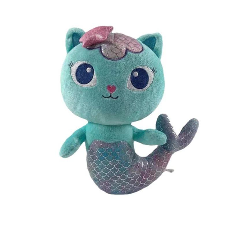 22-25CM Kawaii Gabby Puppenhaus Plüschtier Cartoon Kuscheltiere Meerjungfrau Katze Plüschpuppen für Kinder Weihnachten Geburtstagsgeschenke blaue Lupine