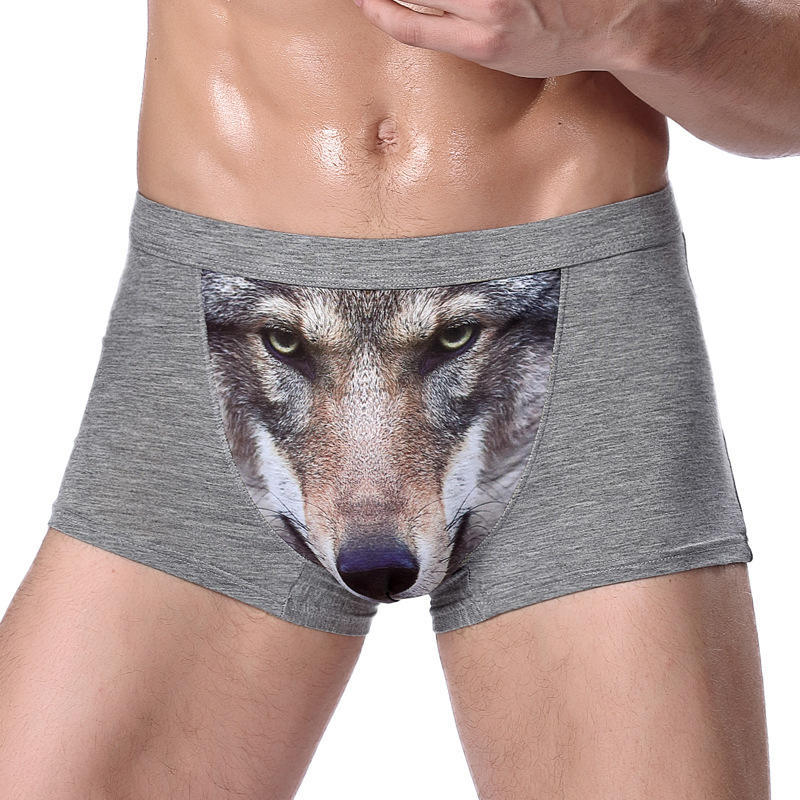 Wolf Höschen Boxershorts Herrenunterwäsche Cartoon Tier Lustige Shorts Atmungsaktive Boxershorts L