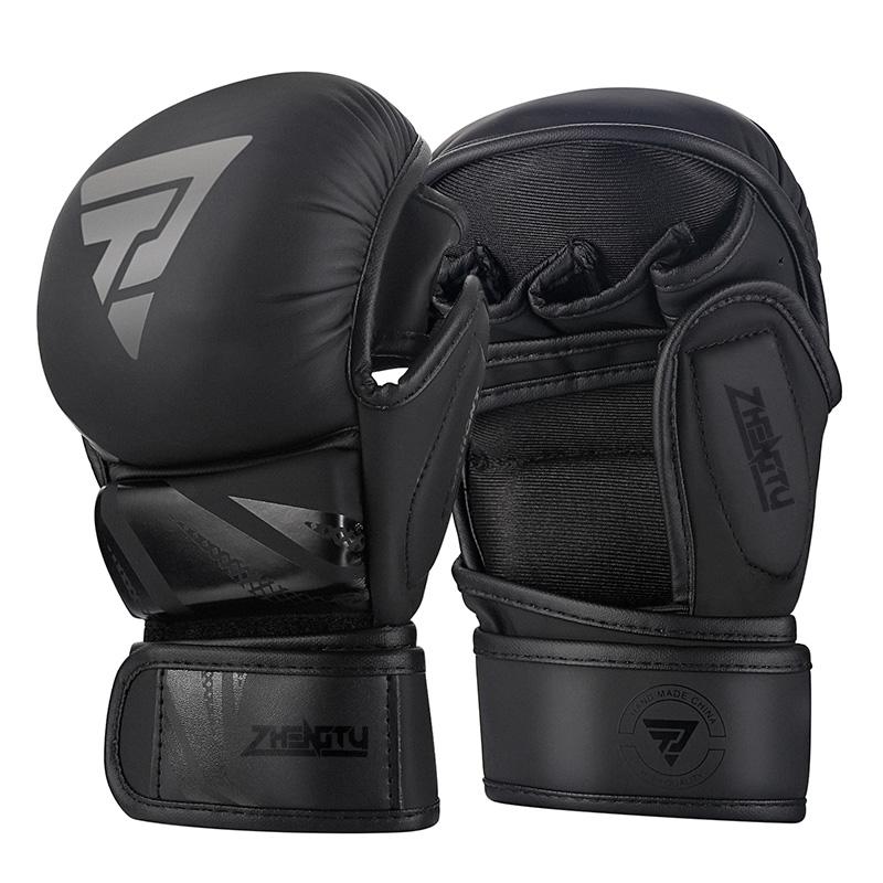 Professioneller MMA-Handschuh Mattschwarz 7oz MMA Trainings-Sparring-Grappling-Boxen-Muay Thai-Handschuhe Xl schwarz