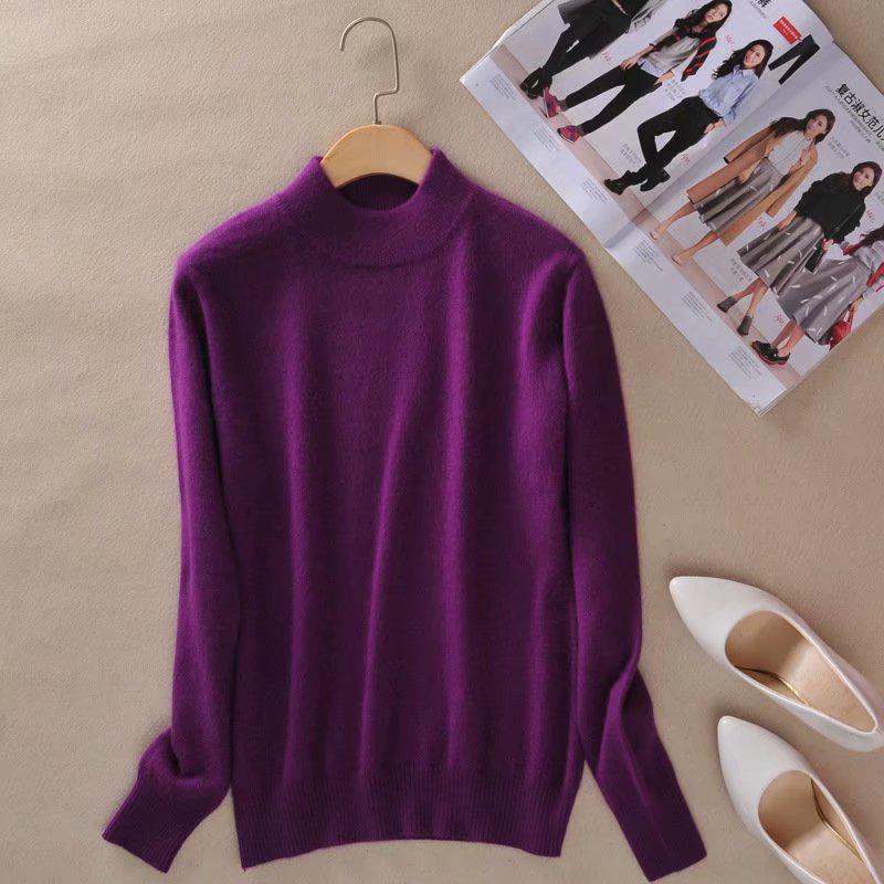 CANVAUS Damen Pullover Pullover Pullover Damen Pullover Pull Femme Halber Rollkragen S-3XL 3XL Violett