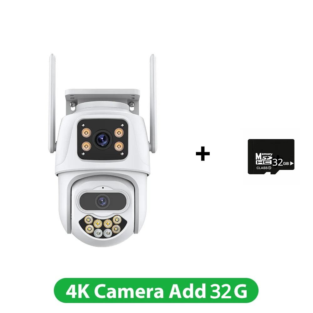 Drei Objektive Drei Bildschirme Wifi PTZ Kamera 6K 4K HD Outdoor IP Kamera Auto Tracking Video Überwachung CCTV Kamera P2P ICSEE 4K Add 32G