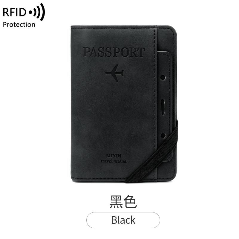 RFID Reise-Pass-Set/Impfkarten-Passhülle Pass-Geldbörse Multifunktionales PU Visitenkarten-Set Reisezubehör black