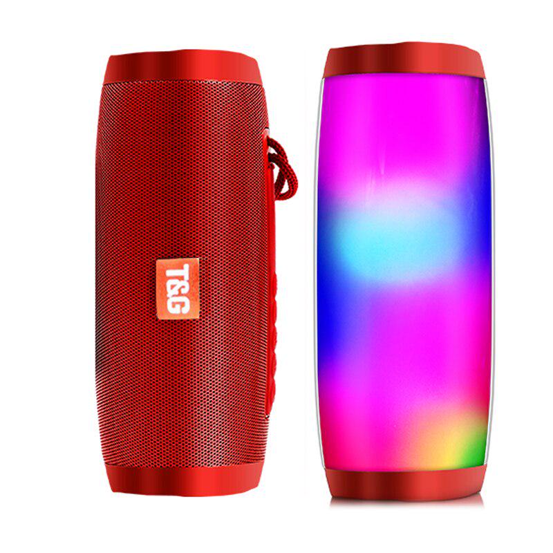 Drahtlose Lautsprecher Bluetooth-kompatibel Lautsprecher Microlab Tragbare Lautsprecher Leistungsstarke High Outdoor Bass TF FM Radio mit LED-Licht rot