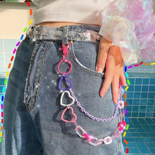 Böhmische Regenbogen Harz Kette Schlüsselanhänger Herren Damen Hip Hop Hüftkette Mehrfarbig Acryl Blume Hose Hose Kette Punk Schmuck